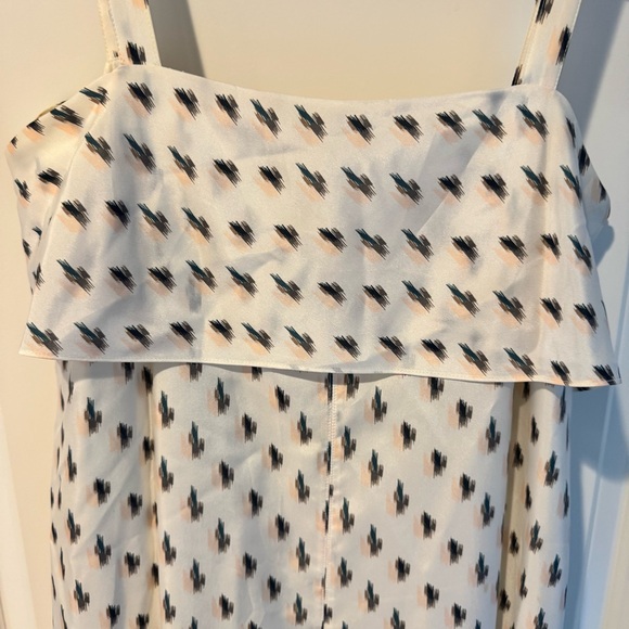 Theory Floral lkat Print Silk Tie Back Slip Midi Dress Size Small - Picture 6 of 10